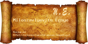 Miloszavlyevits Ernye névjegykártya